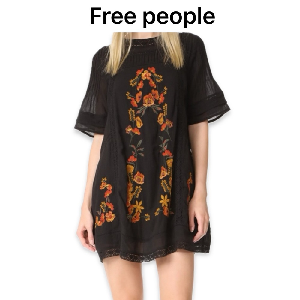 Free People Black Flutter Sleeve Sundress